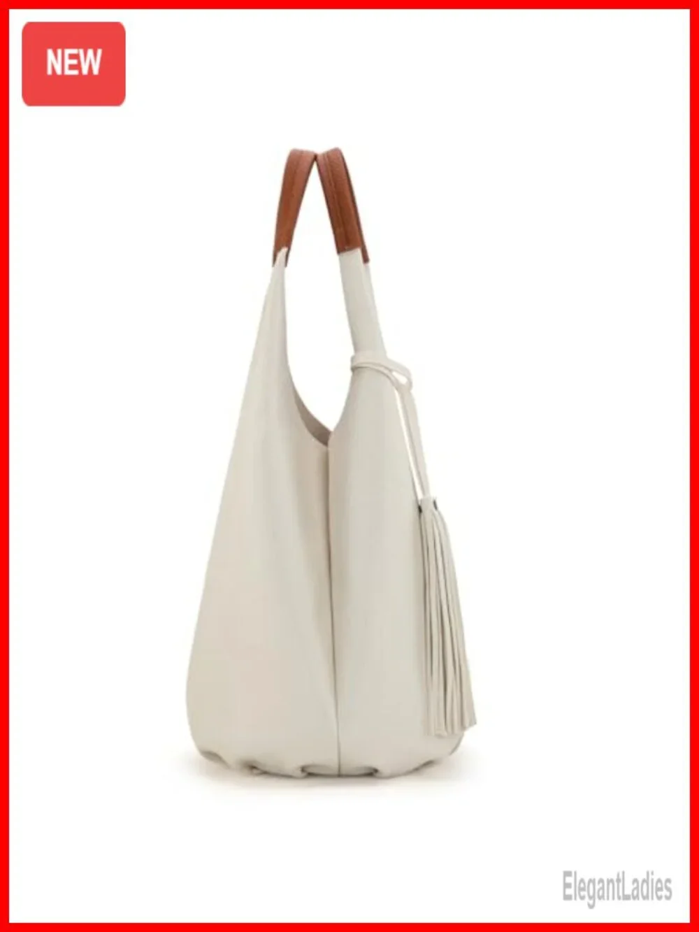 Slouchy Hobo Bag Set with Tassels & Cosmetic Bag Faux Leather